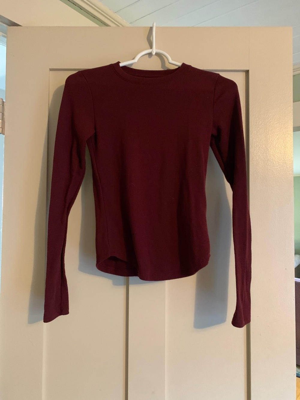 American Eagle Outfitters Long Sleeve Crewneck Top - Maroon